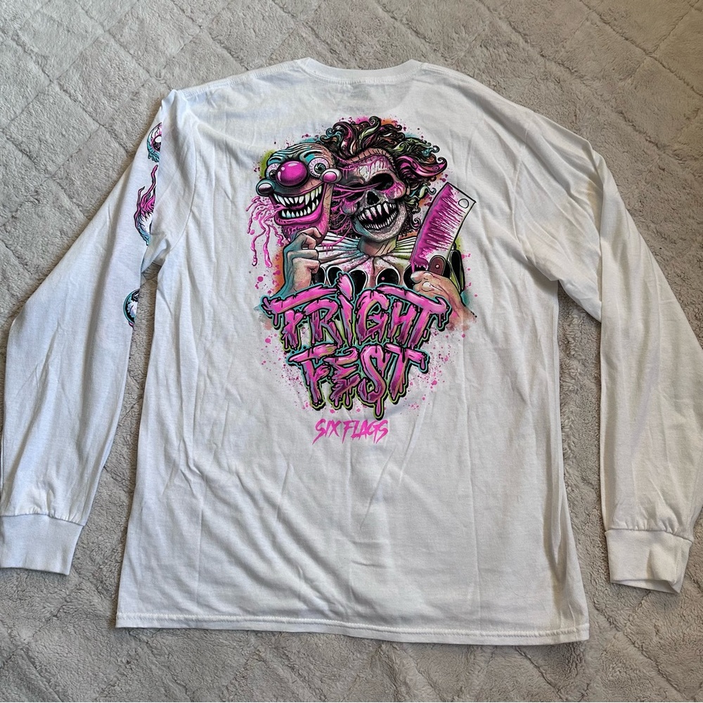 Six Flags Great America | Clowns Fright Fest Long Sleeve Shirt | Size Large